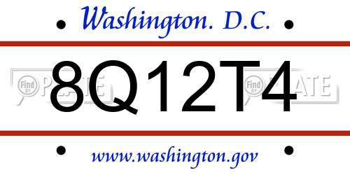 8Q12T4 District Of Columbia License Plate