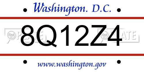 8Q12Z4 District Of Columbia License Plate