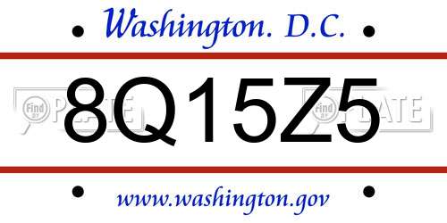 8Q15Z5 District Of Columbia License Plate