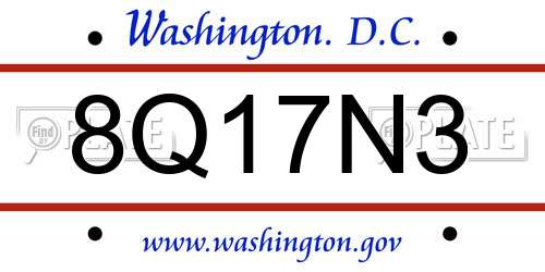 8Q17N3 District Of Columbia License Plate
