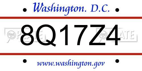 8Q17Z4 District Of Columbia License Plate
