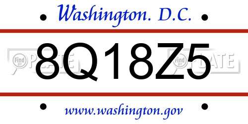 8Q18Z5 District Of Columbia License Plate