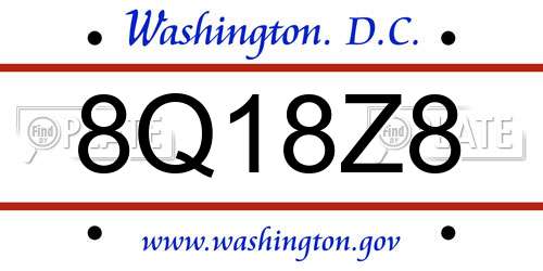 8Q18Z8 District Of Columbia License Plate