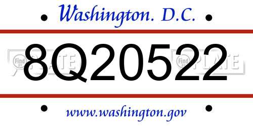 8Q20522 District Of Columbia License Plate