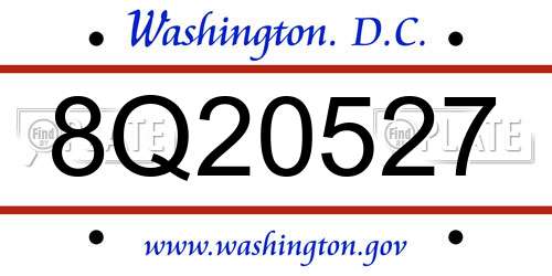 8Q20527 District Of Columbia License Plate