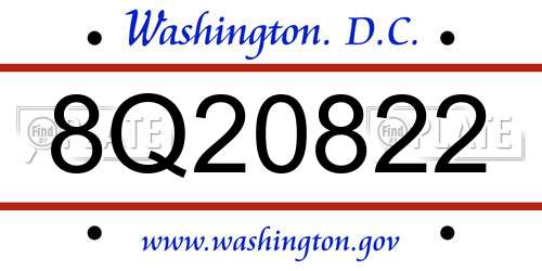 8Q20822 District Of Columbia License Plate