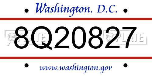 8Q20827 District Of Columbia License Plate