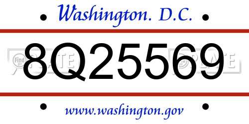 8Q25569 District Of Columbia License Plate