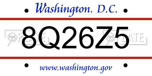 8Q26Z5 District Of Columbia License Plate