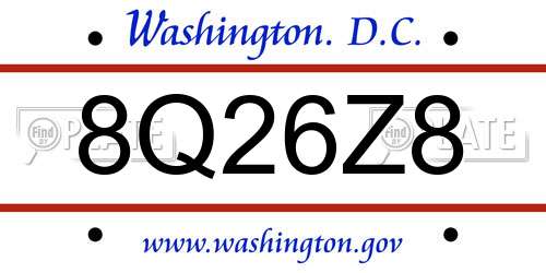 8Q26Z8 District Of Columbia License Plate