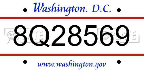 8Q28569 District Of Columbia License Plate