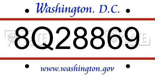 8Q28869 District Of Columbia License Plate