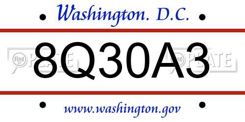 8Q30A3 District Of Columbia License Plate