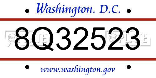 8Q32523 District Of Columbia License Plate