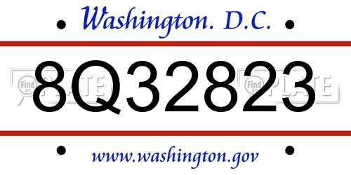 8Q32823 District Of Columbia License Plate