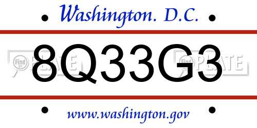 8Q33G3 District Of Columbia License Plate
