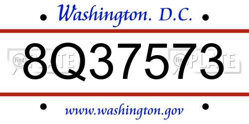 8Q37573 District Of Columbia License Plate