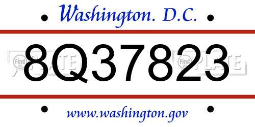 8Q37823 District Of Columbia License Plate