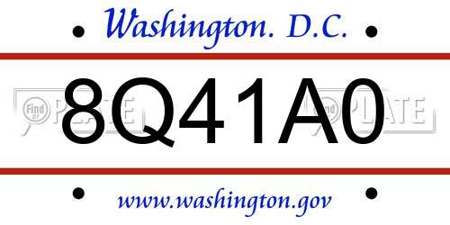 8Q41A0 District Of Columbia License Plate