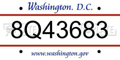 8Q43683 District Of Columbia License Plate