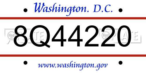 8Q44220 District Of Columbia License Plate