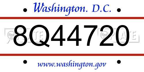 8Q44720 District Of Columbia License Plate