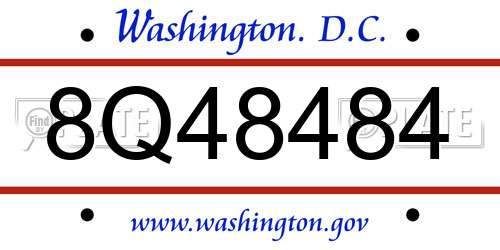 8Q48484 District Of Columbia License Plate