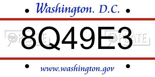 8Q49E3 District Of Columbia License Plate