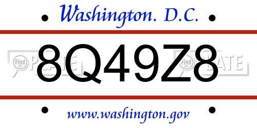 8Q49Z8 District Of Columbia License Plate
