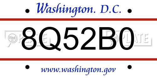 8Q52B0 District Of Columbia License Plate