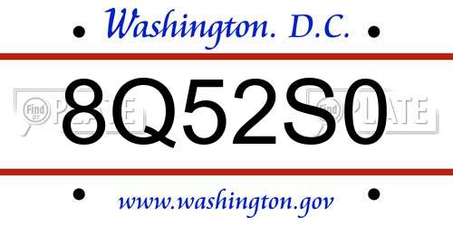8Q52S0 District Of Columbia License Plate