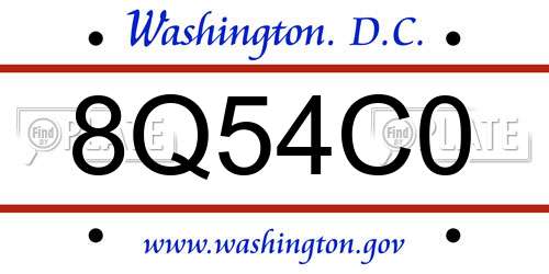 8Q54C0 District Of Columbia License Plate