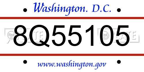 8Q55105 District Of Columbia License Plate