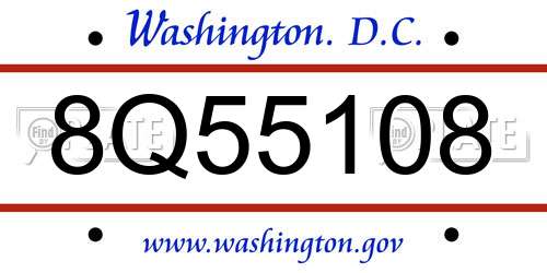 8Q55108 District Of Columbia License Plate