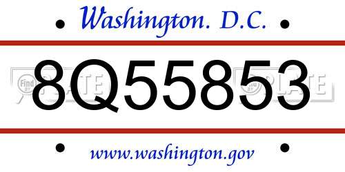 8Q55853 District Of Columbia License Plate