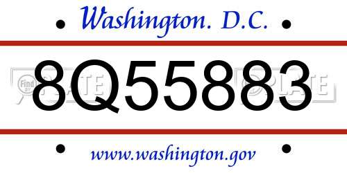 8Q55883 District Of Columbia License Plate