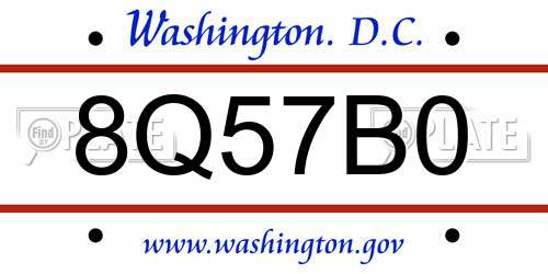 8Q57B0 District Of Columbia License Plate