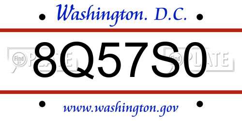 8Q57S0 District Of Columbia License Plate