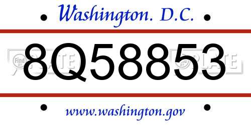 8Q58853 District Of Columbia License Plate