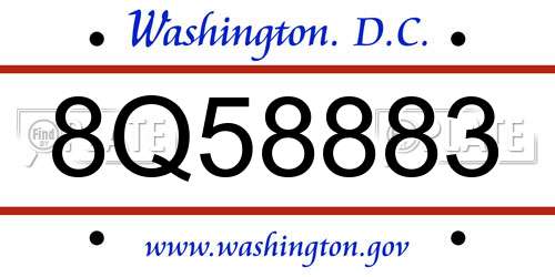 8Q58883 District Of Columbia License Plate