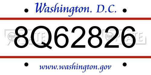 8Q62826 District Of Columbia License Plate
