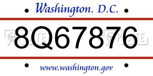 8Q67876 District Of Columbia License Plate