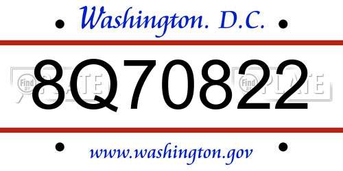8Q70822 District Of Columbia License Plate