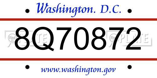 8Q70872 District Of Columbia License Plate