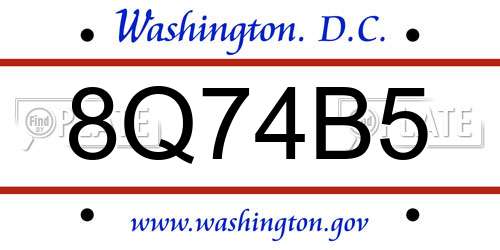 8Q74B5 District Of Columbia License Plate