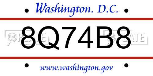 8Q74B8 District Of Columbia License Plate