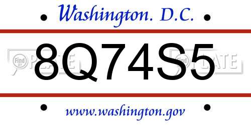 8Q74S5 District Of Columbia License Plate