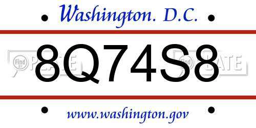 8Q74S8 District Of Columbia License Plate