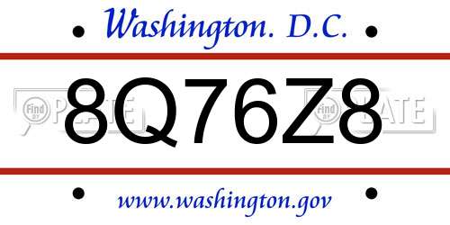 8Q76Z8 District Of Columbia License Plate