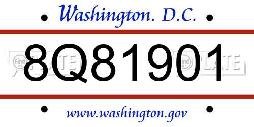 8Q81901 District Of Columbia License Plate